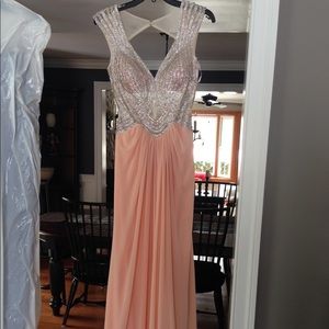 Shail K peachy pink prom dress